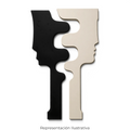 Escultura de pared Art by Amapola con diseño abstracto de dos perfiles enfrentados en blanco y negro minimalista.