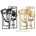 Escultura de pared Art by Amapola con diseño abstracto de rostros entrelazados en acabados metálicos negro y dorado