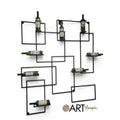Portavinero Crux de Art by Amapola, estante de pared metálico geométrico negro para organizar botellas de vino