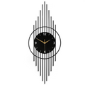 Reloj de pared Art by Amapola con diseño geométrico vertical en metal negro mate y manecillas doradas elegantes.